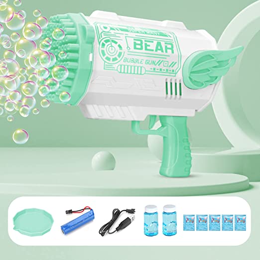 Photo 1 of 80 Hole Bubble Gun with Bubble Solution for Kids That Can Make Massive Bubbles,Electronic Automatic Bubble Blower with Lights,Best Gifts for Boys and Girls,Toddler Outdoor Toys for Kids Ages 4-8
