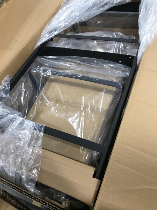 Photo 1 of Jubao Bar Serving Cart Mobile Kitchen Trolley Wine Cart, 3 Tiers Storage Shelf with Glass Holder, Wine Rack, Locking Casters, Dark Grey Finish Top and Black Metal Frame, Indoor and Outdoor H303 Black & Meteorite Grey