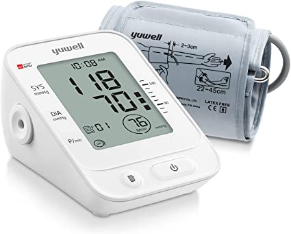 Photo 1 of yuwell Blood Pressure Monitor, Extra Large Upper Arm Cuff, Digital BP Machine for Home Use & Pulse Rate Monitoring Meter, Automatic, Large Display, Voice Broadcasting with Power Adapter and Batteries
