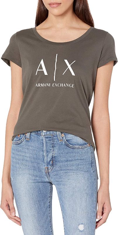 Photo 1 of A|X ARMANI EXCHANGE Women's Scoop Neck Logo Tee SIZE L 
