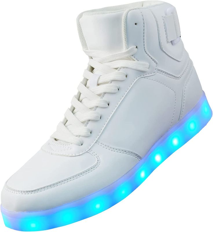 Photo 1 of KFHQE Unisex LED Shoes Fashion Light Up High Top Shoes, Breathable USB Charging Light Up Sneakers Glowing Luminous LED Shoes for Men Women (SIZE 14.5