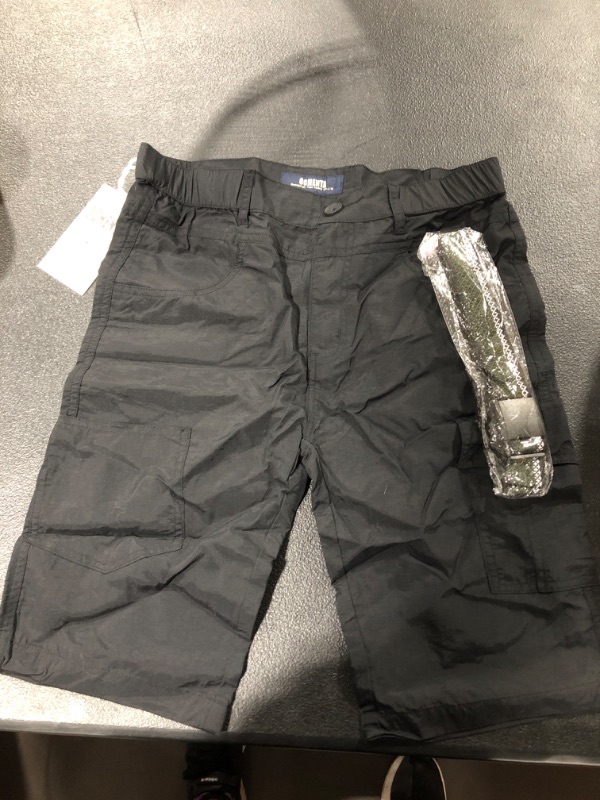 Photo 1 of YOUTH BOYS BLACK CARGO SHORTS WITH GREEN BELT --SIZE 8/10?? (160)