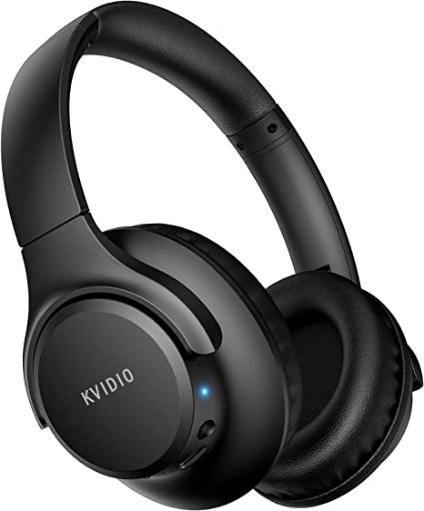 Photo 1 of Bluetooth Headphones Over Ear,KVIDIO 55 Hours Playtime Wireless Headphones with Microphone, Foldable Lightweight Headset with Deep  Bass, HiFi Stereo Sound for Travel Work Laptop PC Cellphone (blue)
