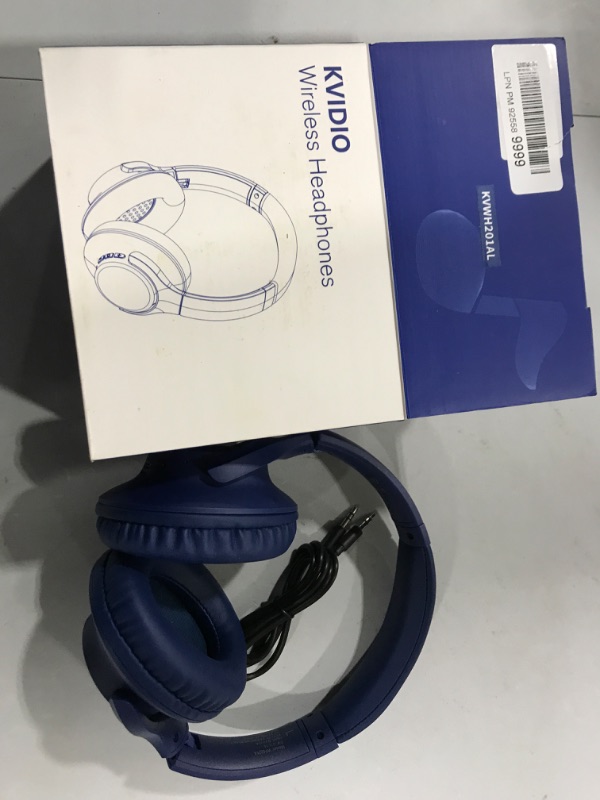 Photo 2 of Bluetooth Headphones Over Ear,KVIDIO 55 Hours Playtime Wireless Headphones with Microphone, Foldable Lightweight Headset with Deep  Bass, HiFi Stereo Sound for Travel Work Laptop PC Cellphone (blue)
