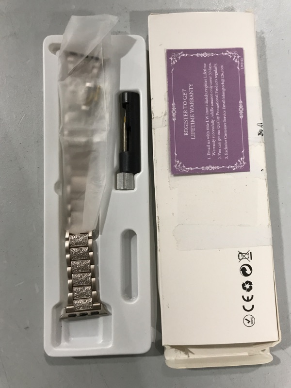 Photo 2 of LELONG for Apple Watch Band 38mm 40mm 41mm Series 8 Series 7 6 5 4 3 2 1 SE Ultra, Bling Replacement Bracelet iWatch Band, Diamond Rhinestone Stainless Steel Metal Wristband Strap AA-Rose Gold 38mm/40mm/41mm