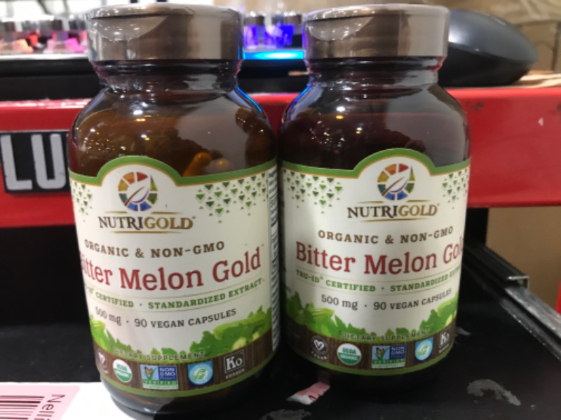 Photo 2 of 2 PACK Nutrigold Organic Bitter Melon Gold, 500 Mg, 90 Vegan Capsules *EXPIRES JUNE 2024*
