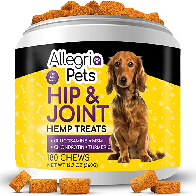 Photo 1 of 180 Hemp Treats with Glucosamine for Dogs | Hip & Joint Support Supplement with Turmeric, Chondroitin, MSM, Hemp Oil + Powder - Natural Soft Dog Chews for Pain Relief & Improved Mobility *EXP 08/2023*