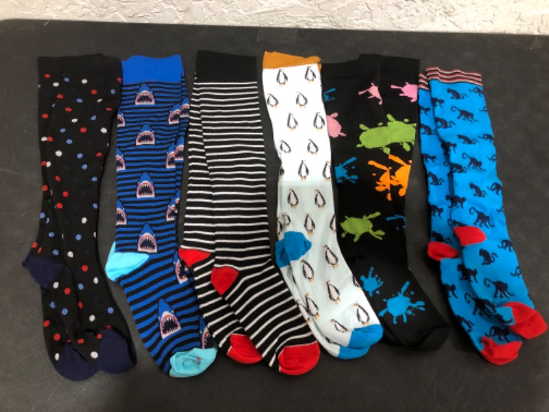 Photo 1 of 6 PACK HIGH PATTERNED SOCKS SIZE 5-10