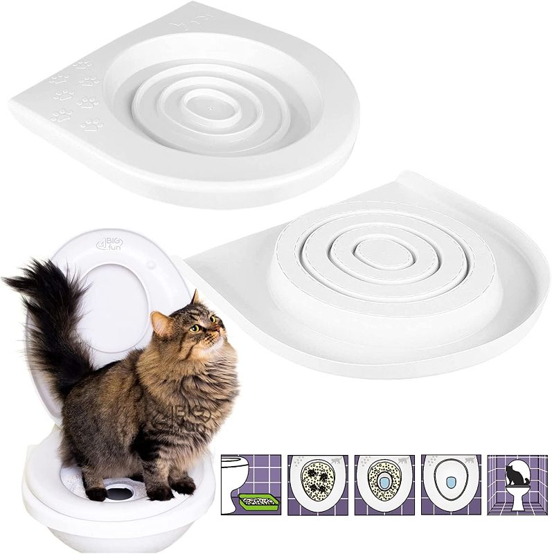 Photo 1 of 4BIG.fun Cat Toilet Seat Training System Cat Litter Box Toilet Seat Training System for Ingent Your Cat to the Toilet
