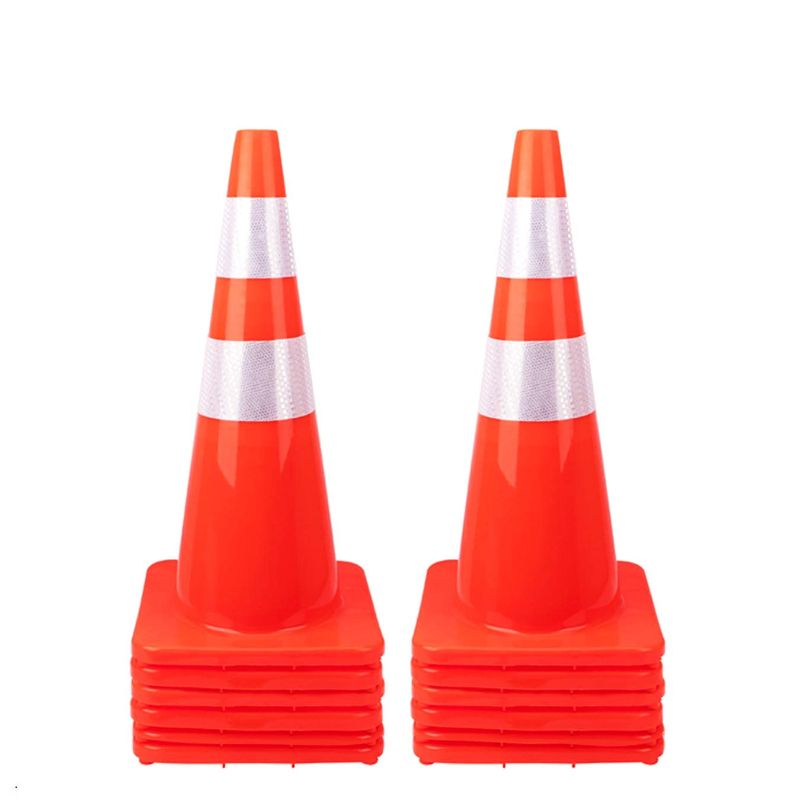 Photo 1 of [ 12 Pack ] 28" Traffic Cones Plastic Road Cone PVC Safety Road Parking Cones Weighted Hazard Cones Construction Cones Orange Parking Barrier Safety Cones Field Marker Cones Traffic Cones (12)

