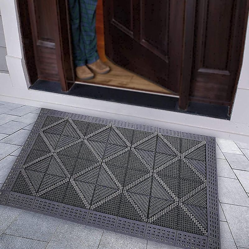 Photo 1 of 47" x 30" EVA Splicing Doormat Non Slip Front Door Mat Entrance Mat Heavy Duty EVA Floor Mats Outdoor Doormat with Shoe Scraping Brush Indoor Door Mat Entryway Rug
