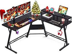 Photo 1 of Coleshome L Shaped Gaming Desk, 51'' Computer Corner Desk with 2 Monitor Stands, Home Office Desk with Hook and Cup Holder, Space Saving, Easy Assembly
