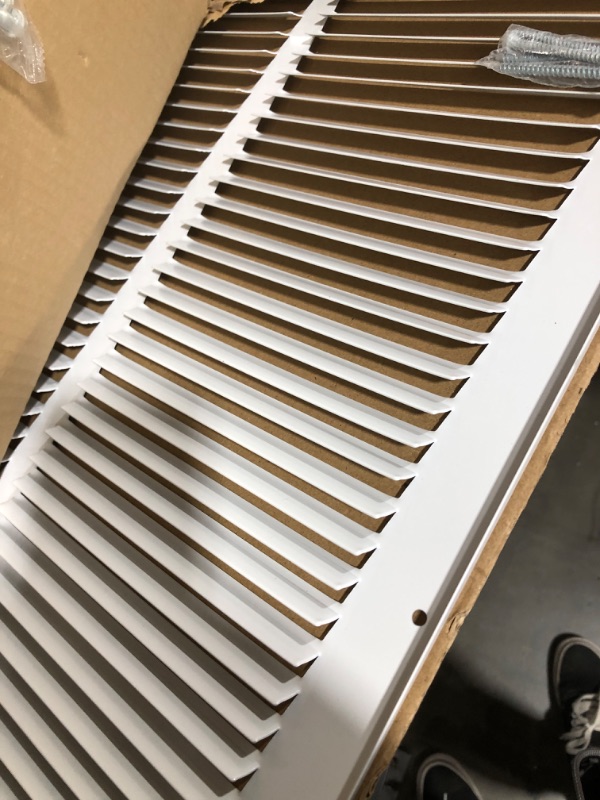 Photo 3 of 14"W x 24"H [Duct Opening Measurements] Steel Return Air Grille (AGC Series) Vent Cover Grill for Sidewall and Ceiling, White | Outer Dimensions: 15.75"W X 25.75"H for 14x24 Duct Opening Duct Opening Size: 14"x24"