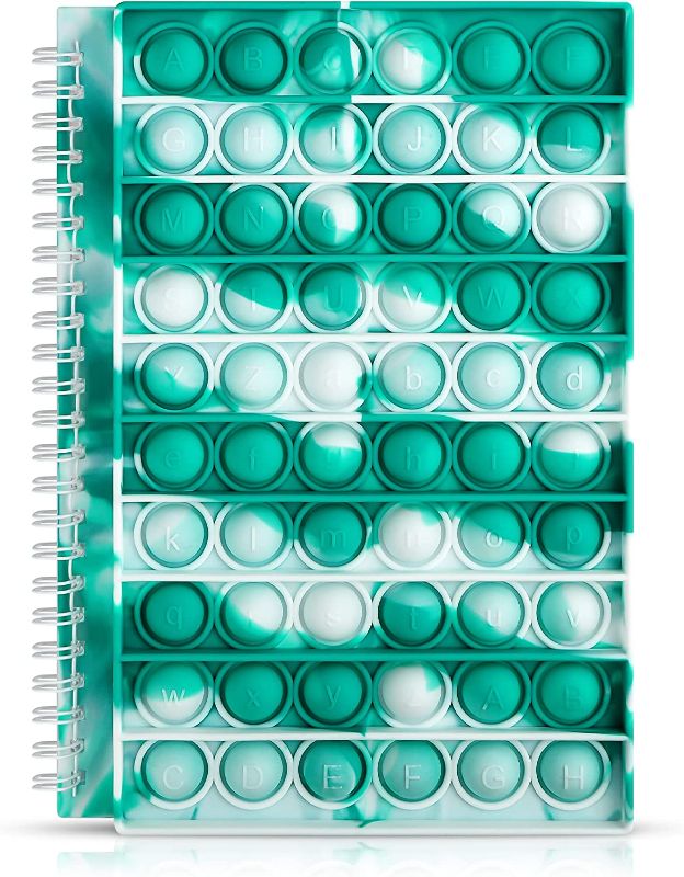 Photo 1 of Coolden Pop Notebook Fidget Lined Spiral Bound Notepad for Women Girls, Green Alphabet Pop Sensory Bubble Fidgets College Ruled Journal Stress Relief Popper Hardcover Notebook for Office Home School
