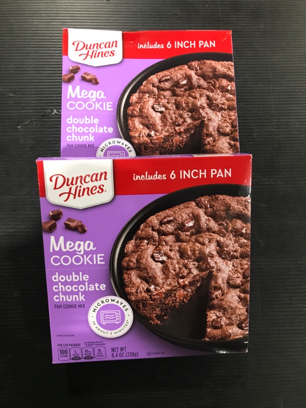 Photo 2 of [2 Pack] Duncan Hines Mega Cookie Double Chocolate Chunk Pan Cookie Mix, 8.4 oz [EXPIRED]