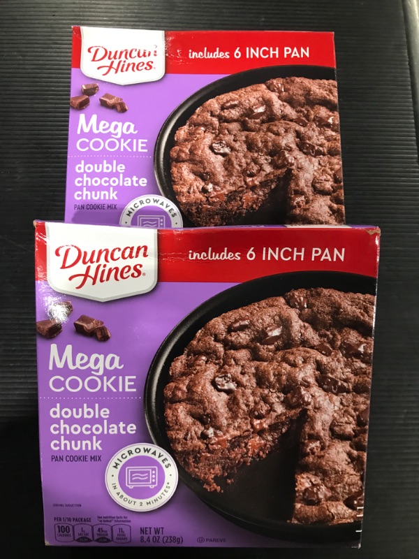 Photo 2 of [2 Pack] Duncan Hines Mega Cookie Double Chocolate Chunk Pan Cookie Mix, 8.4 oz [EXP 6-21]