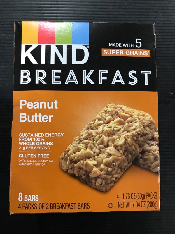 Photo 2 of [2 Pack] KIND Breakfast Bars, Peanut Butter, 1.76 Ounce, 8 Count, Whole Grains, Gluten Free [EXP 10-22]