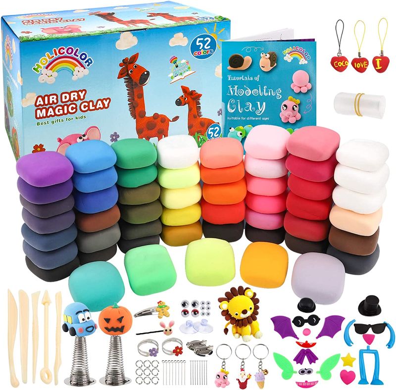 Photo 1 of 52 Colors Air Dry Clay Magic Clay for Kids Modeling Clay Kit for Kids Arts and Crafts Kit with Tools