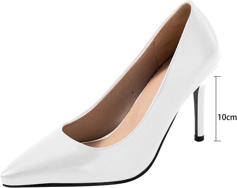 Photo 1 of [Size 7] ChinaJaco High Heels for Women Sexy Pointed Toe Stiletto Pumps Slip-on Classic Dress Office Shoes Women's Casual Heels Thin [White]
