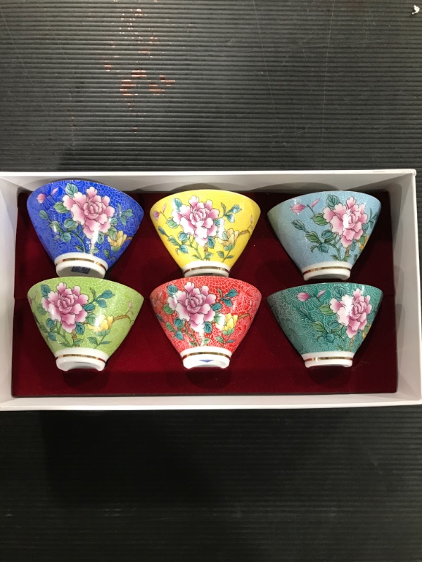 Photo 2 of 6 Pieces Colored Enamel Porcelain Sake Set Sake Cup Kung Fu Tea Cup