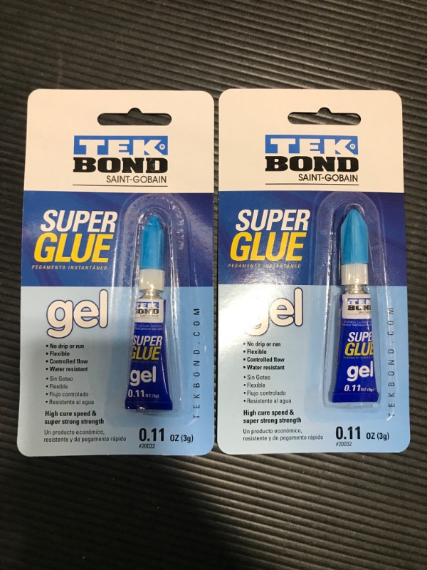 Photo 2 of 2 Pack- TEKBOND Super Glue Gel, Water Resistant, Drip-Free Superglue, 0.11oz 