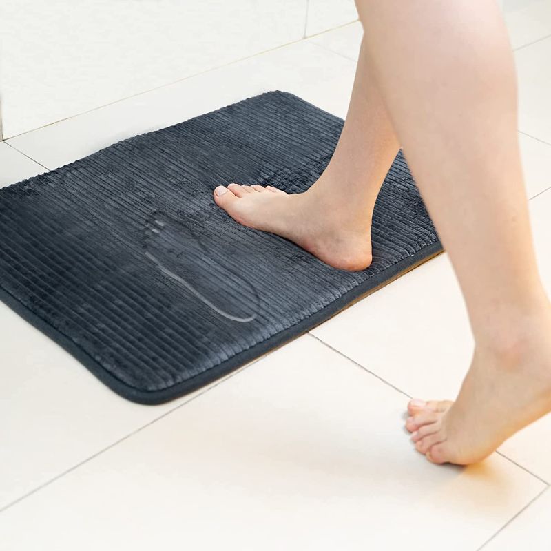 Photo 1 of Akarise Thick Memory Foam Bath Mat Rug- Comfortable, Soft, Absorbent Bathroom Rugs- Non-Slip, Easier to Dry Machine Wash- Dark Grey