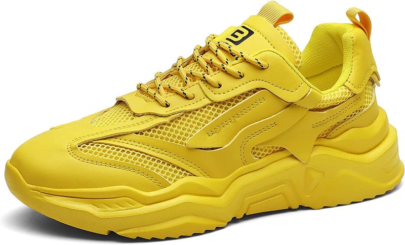 Photo 1 of [Size 9.5] UBAFNOM Womens Platform Sneakers White Tennis Shoes Women Chunky Sneakers- Yellow
