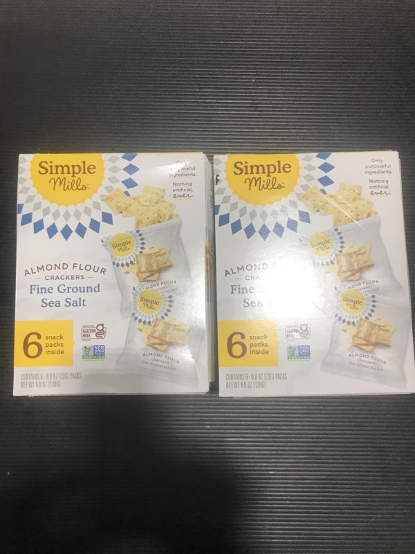 Photo 2 of 2- Pack- Simple Mills Almond Flour Crackers, Fine Ground Sea Salt Snack Packs - Gluten Free, Vegan, Healthy Snacks