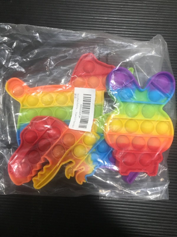 Photo 2 of 3 Pack Push Pop Bubble Its Fidget Figetget Sensory Toy -Rainbow Dinosaur Rabbit Bunny & Puppy