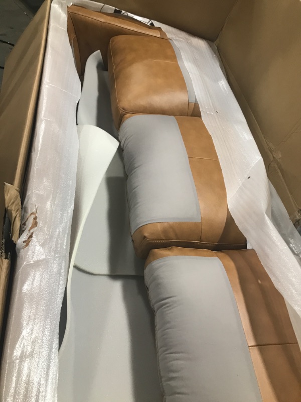 Photo 4 of Amazon Brand – Rivet Revolve Modern Leather Sofa Couch, 80"W, Caramel
