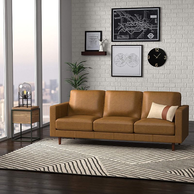 Photo 1 of Amazon Brand – Rivet Revolve Modern Leather Sofa Couch, 80"W, Caramel
