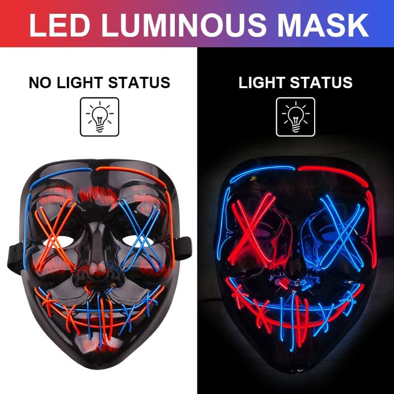 Photo 1 of 3 PACK  Purge Mask, LED Light Up Scary Masquerade Cosplay Mask for Men Women Kids Costume Festival Parties Gifts
