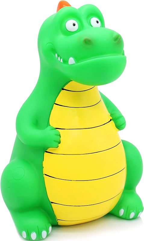 Photo 1 of Dinosaur Money Bank(Green), H&W Shatterproof Big Belly Carnosaurs Piggy Bank, First Coin Bank, Best Christmas Birthday for Kids Boys Girls Home Decoration
