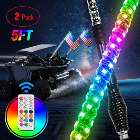 Photo 1 of Nilight 2PCS 5FT Spiral RGB LED Whip Light with Spring Base Chasing Light RF Remote Control Lighted Antenna Whips for Can-Am ATV UTV RZR Polaris Dune
