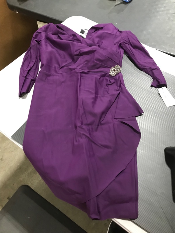 Photo 1 of Alex Evenings Women's Slimming Short Sheath 3/4 Sleeve Dress with Surplus Neckline 10 Summer Plum