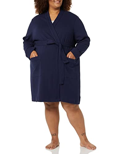 Photo 1 of Amazon Essentials Women's Lightweight Waffle Mid-Length Robe (Available in Plus Size), Navy, Large