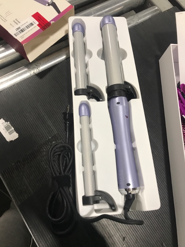 Photo 2 of Beach Wave Rotating Hair Curling Iron-3 Interchangeable Heating Iron Barrels Automatic Hair Styling Curler to Create Beach Wave Curls, LCD Display Fast Heat-UP 430°F Ceramic Coating
