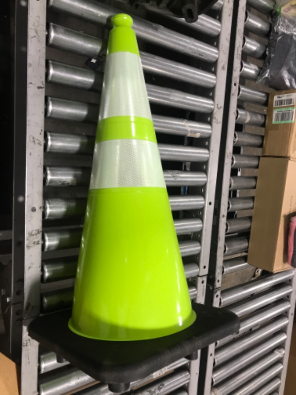 Photo 1 of 28” Lime Green Traffic Cone - 6 Pack - Dual 6" & 4" Reflective Collar – Multipurpose Premium PVC Safety Cone for Parking, Caution, Construction, Road Crews, Emergency Vehicle - Xpose Safety

