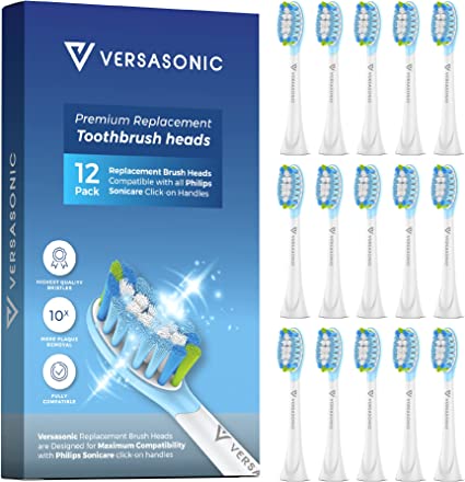 Photo 1 of 12 Pack of Premium Versasonic Toothbrush Heads Compatible with Philips Sonicare C3 Replacement Heads. Replacement Brush Heads are Most Similar to C3,Premium Plaque Control HX9044
