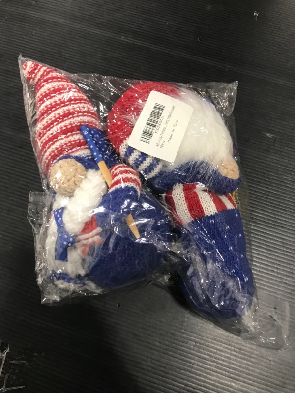 Photo 2 of 4th of July Patriotic Gnome Decorations - 2PCS Amigurumi Crochet Mr and Mrs Swedish Tomte Ornaments for Patriotic Party Table Decor, Fourth of July Gift for Independence Day Memorial Day Veterans Day
