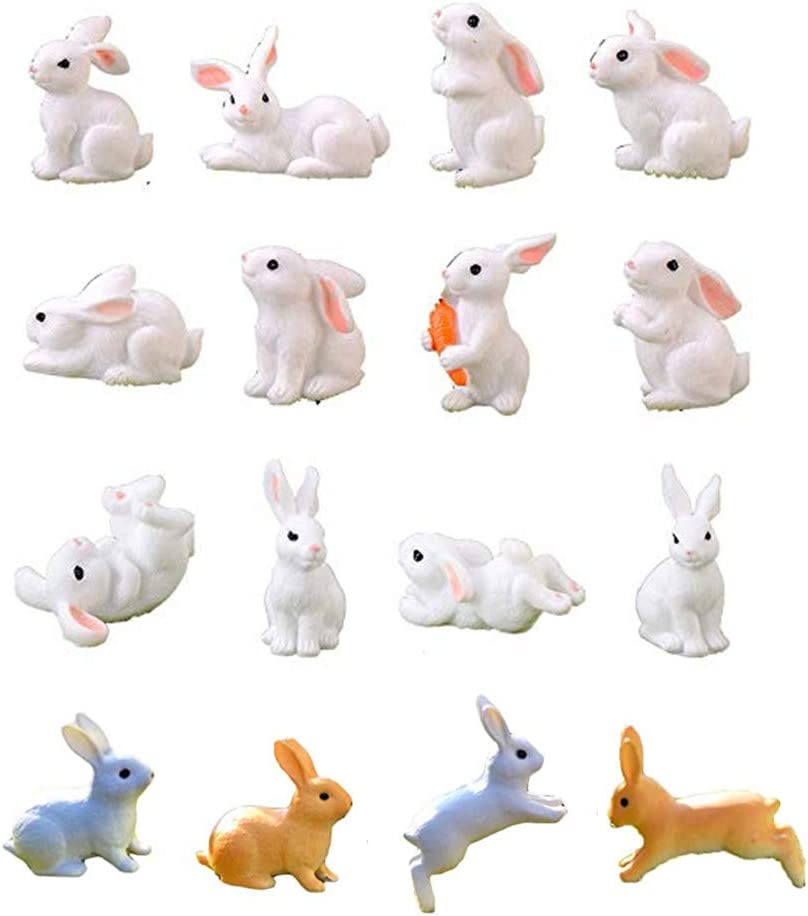 Photo 1 of 16 Pcs Fairy Garden Miniature Rabbit Figure Mini Bunny Figurines Miniature Animal Rabbit Figures, Rabbit Cake Topper, Rabbit Cake Decoration
