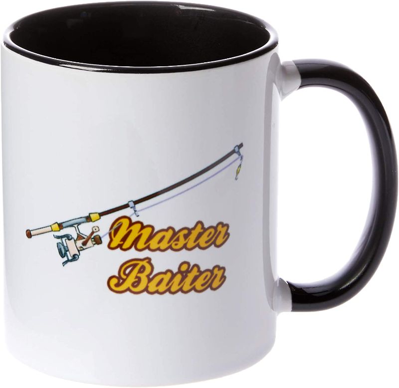 Photo 1 of 3dRose Master Baiter Pole Funny Fishing Humor Sports Design Two Tone Mug, 11 oz, Black/White
