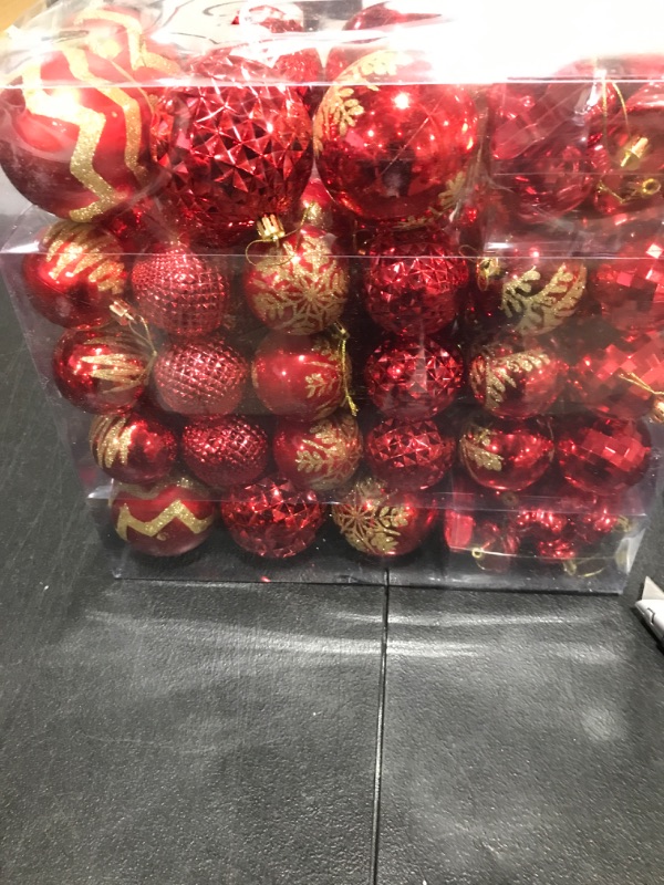 Photo 1 of 116Pcs Red Christmas Ball Ornaments Set, Shatterproof Christmas Hanging Decoration Set with Gift Box, Assorted Decorative Baubles Set for Xmas Tree/Home/Wedding/Party/Holiday (Red)
