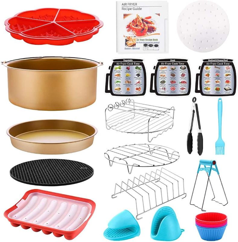 Photo 1 of Air Fryer Accessories 18 PCS with Recipe Cookbook Liners for GoWISE Ninja COSORI Cozyna 5.3, 5.5, 5.8, 6 Qt Dishwasher Safe BPA Free, Matte Gold 