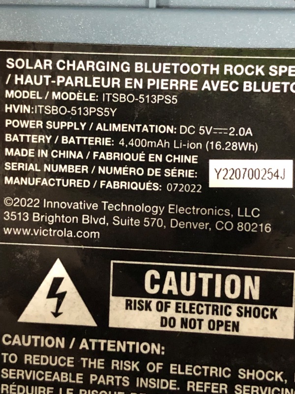 Photo 4 of Innovative Technology Outdoor Rock Speaker Pair - Wireless Bluetooth Speakers for Garden, Patio, Waterproof, Built for all Seasons & Solar Powered with Rechargeable Battery, Music Streaming - Charcoal