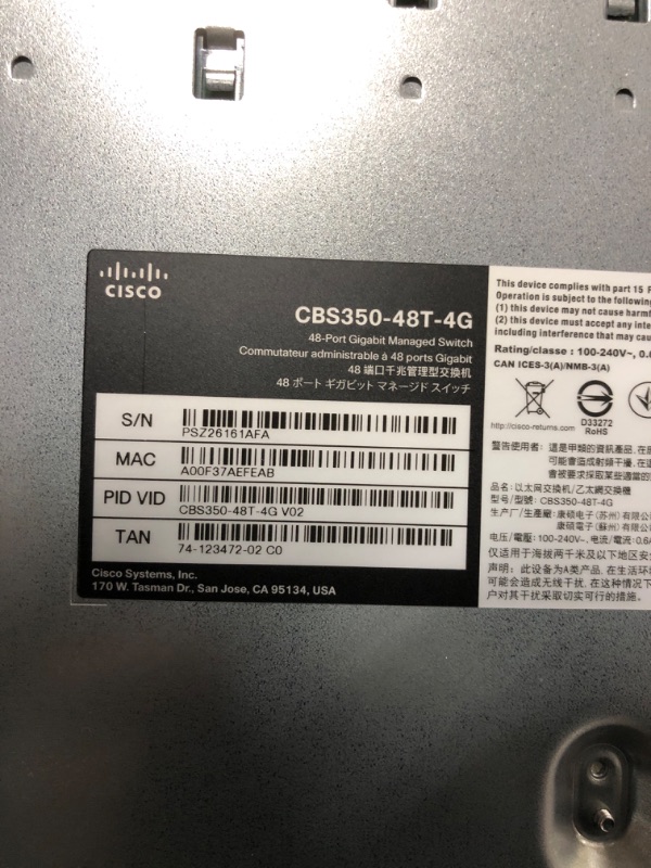 Photo 4 of Cisco Business CBS350-48T-4G Managed Switch | 48 Port GE | 4x1G SFP |  (CBS350-48T-4G-NA)