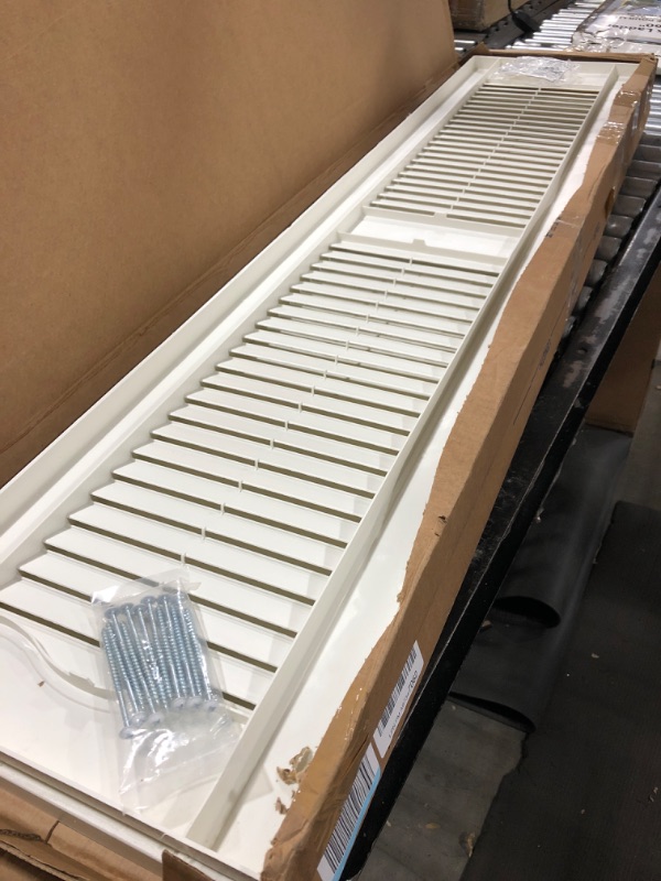 Photo 1 of 2 BOXES Lifetime Vinyl LL1S12X05500WH Standard Cathedral Top Center Mullion, Open Louver Vinyl Shutters, w/Installation Shutter-Lok's & Matching Screws (Per Pair), 12"W x 55"H, White 12 Wx55 H Inch White