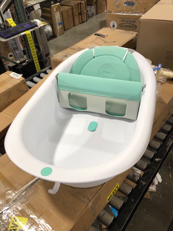 Photo 2 of 4-in-1 Grow-with-Me Bath Tub by Frida Baby Transforms Infant Bathtub to Toddler Bath Seat with Backrest for Assisted Sitting in Tub