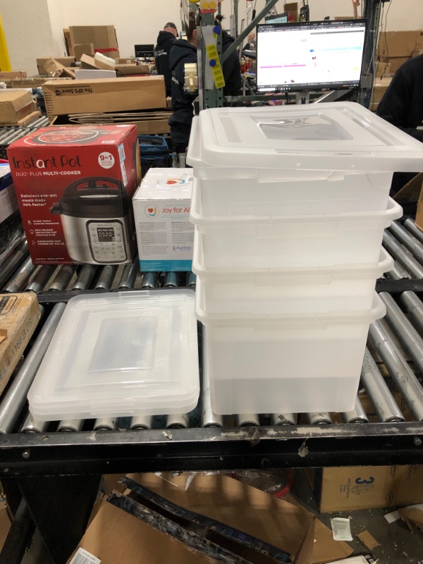Photo 1 of (READ NOTES BEFORE PURCHASE) IRIS USA Letter/Legal File Tote Box, BPA-Free Storage Bin Tote Organizer with Durable and Secure Latching Lid, Stackable and Nestable, 4 Pack, Crystal Clear 4 Pack - Cristal Clear