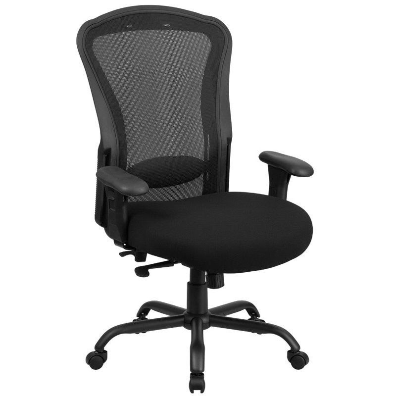 Photo 1 of LQ-3-BK-GG Hercules Series 24 by 7 Intensive Use Big & Tall 400 Lbs Rated Black Mesh Multifunction Swivel Chair with Synchro-Tilt
